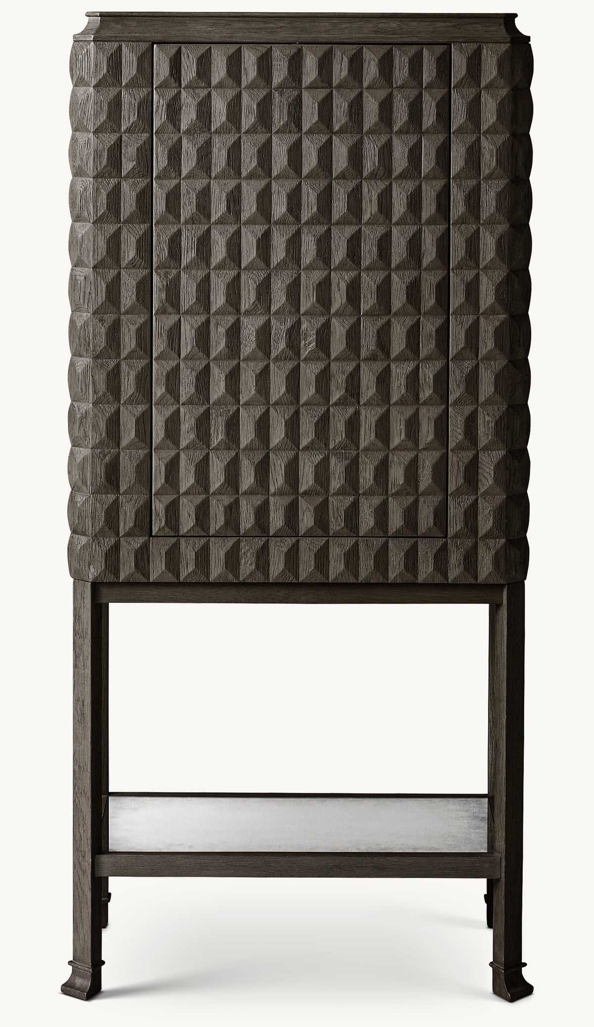 Italian Geometric Oak Bar Cabinet – Tall — Ash Brown Oak