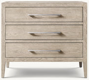 French Contemporary Closed Nightstand – Whitewashed Oak/Light Pewter