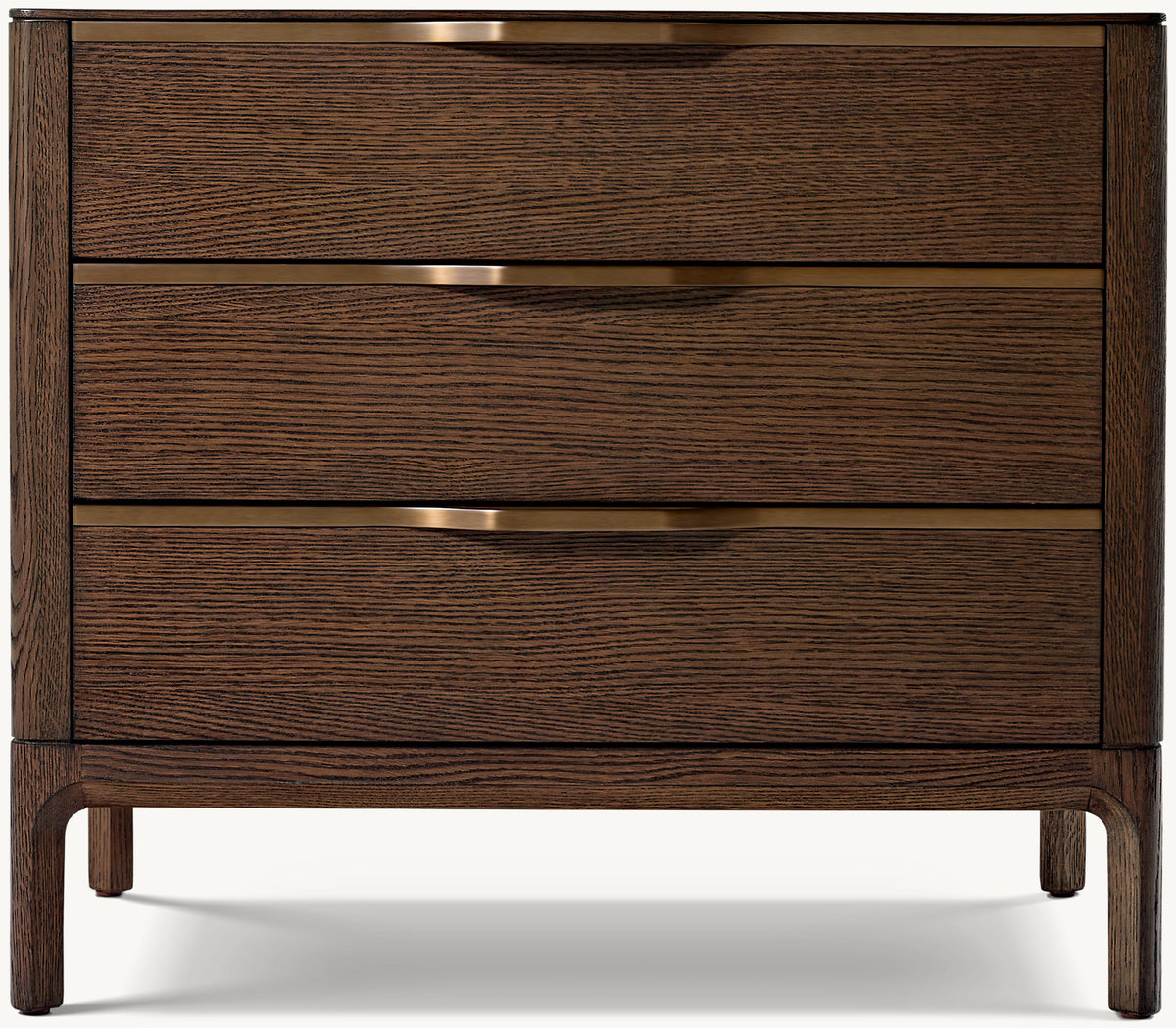 Padua Closed Nightstand – Brown Oak/Brass