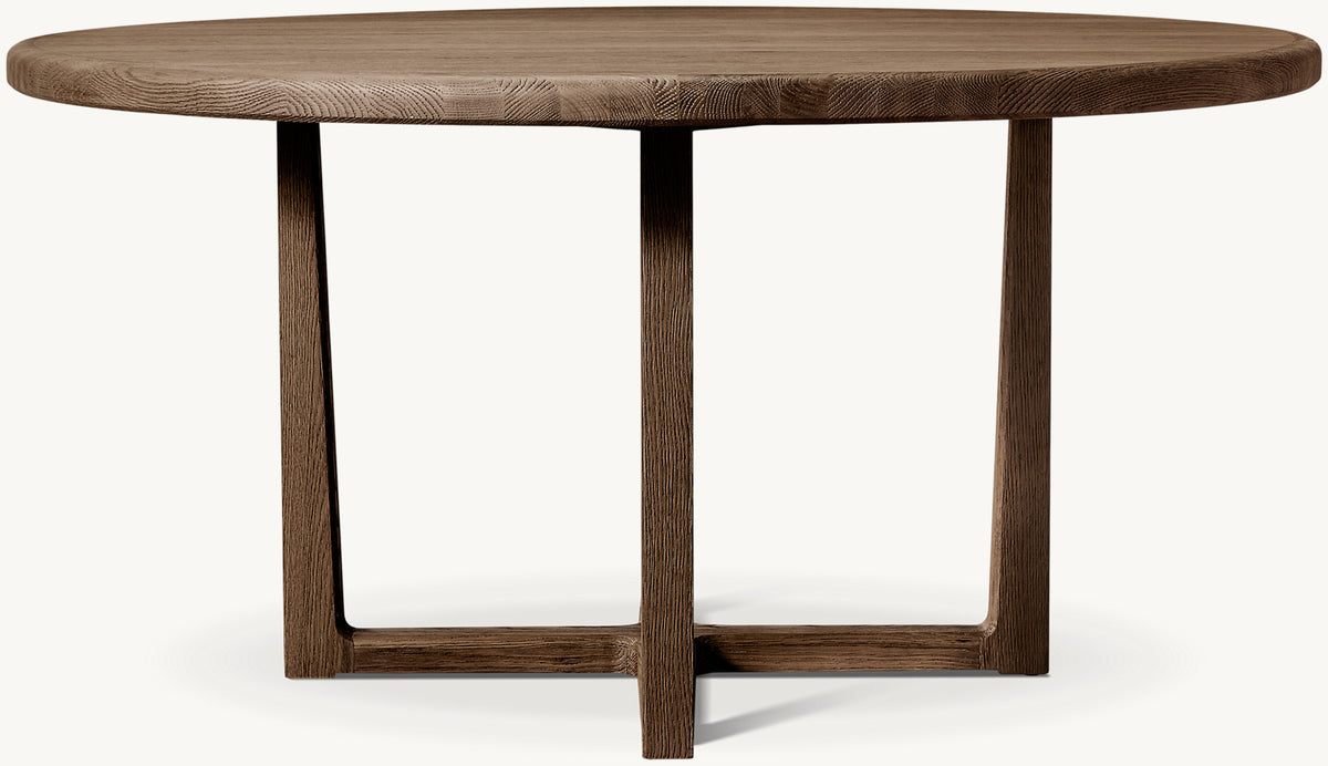 Galen Oak Round Dining Table — Brown Oak