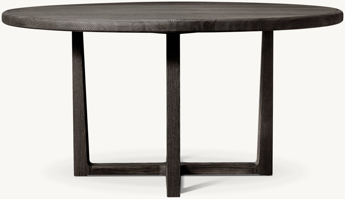 Galen Oak Round Dining Table — Black Oak