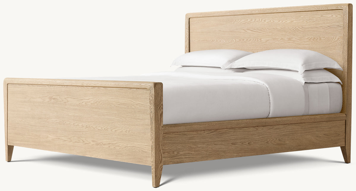 Gael Oak Panel Bed with Footboard – Greige Oak