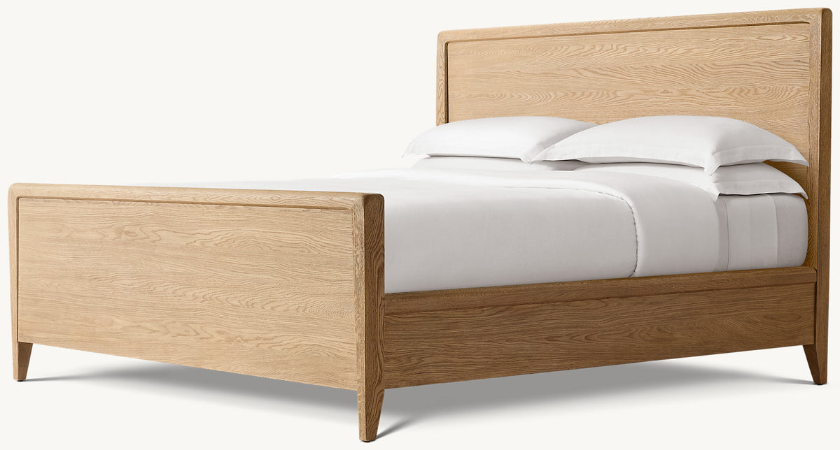 Gael Oak Panel Bed with Footboard – Light Oak