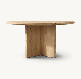Wylen Oak Round Dining Table – angled view