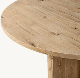 Wylen Oak Round Dining Table – top view