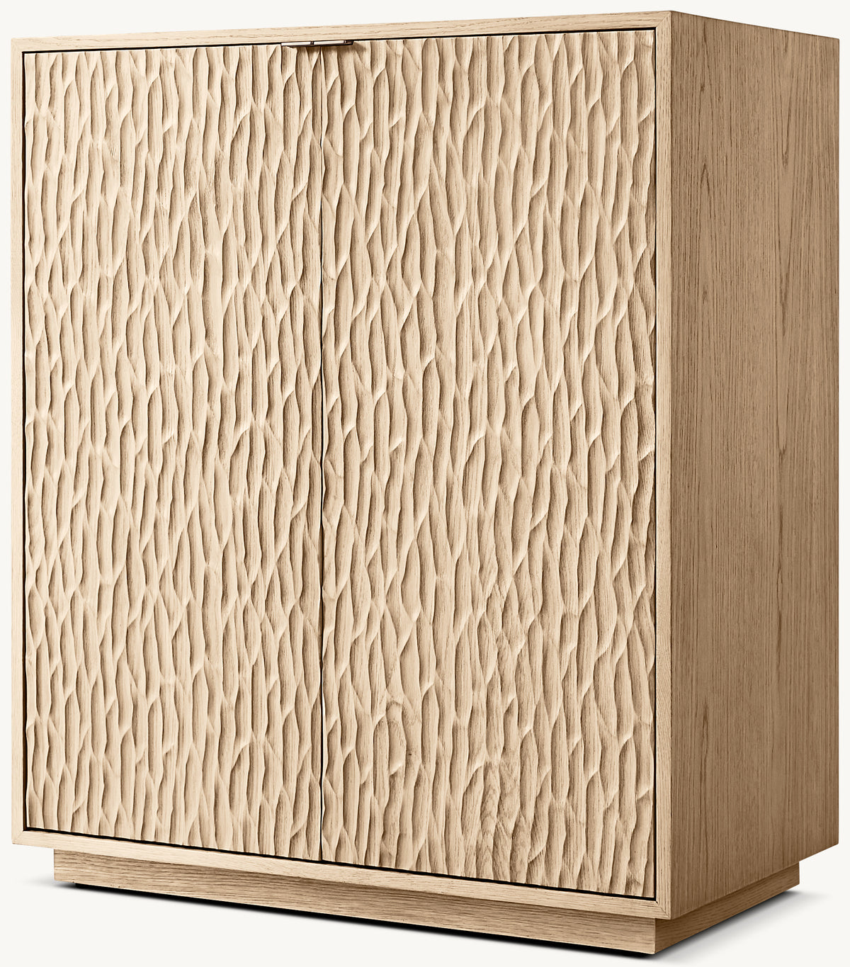 Melbourne Bar Cabinet – three-quarter view of the textured door fronts