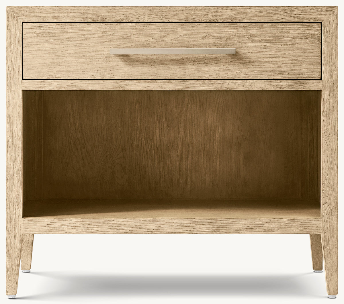 French Contemporary Open Nightstand – Greige Oak/Champagne