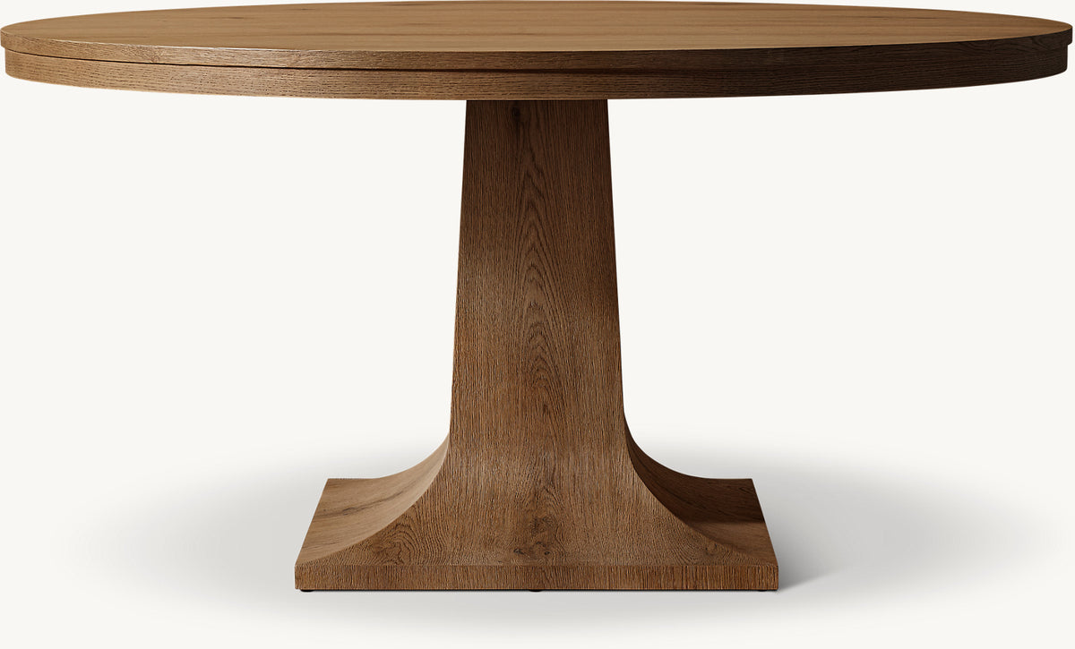 Delfin Round Dining Table — Brown Oak