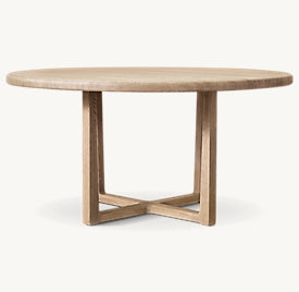 Galen Oak Round Dining Table — Angled view