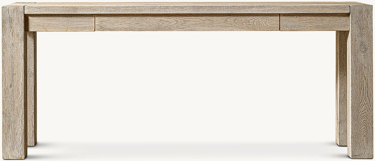 Drifted Reclaimed Oak Console Table With Drawers – Drifted Reclaimed Whitewashed Oak finish, front view