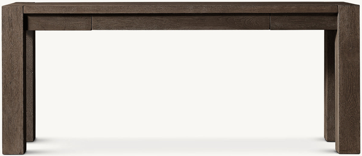 Drifted Reclaimed Oak Console Table With Drawers – Drifted Reclaimed Brown Oak finish, front view