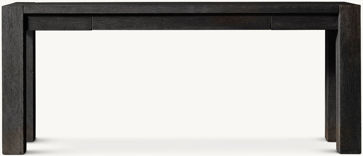 Drifted Reclaimed Oak Console Table With Drawers – Drifted Reclaimed Black Oak finish, front view