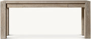 Drifted Reclaimed Oak Console Table With Drawers – front view with a drawer on a white background