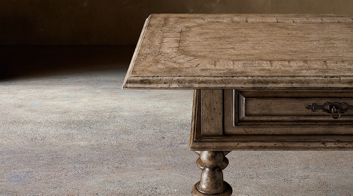 Paloma Console Table With Drawers – close-up of the top edge and a drawer front