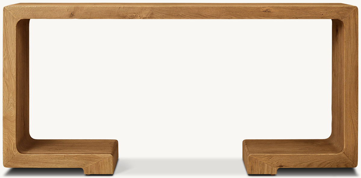 Monteiro Console Table – Weathered Natural Oak finish, front view