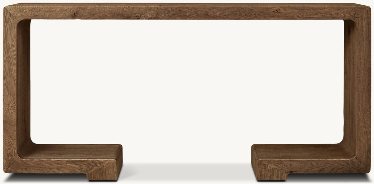 Monteiro Console Table – Weathered Brown Oak finish, front view