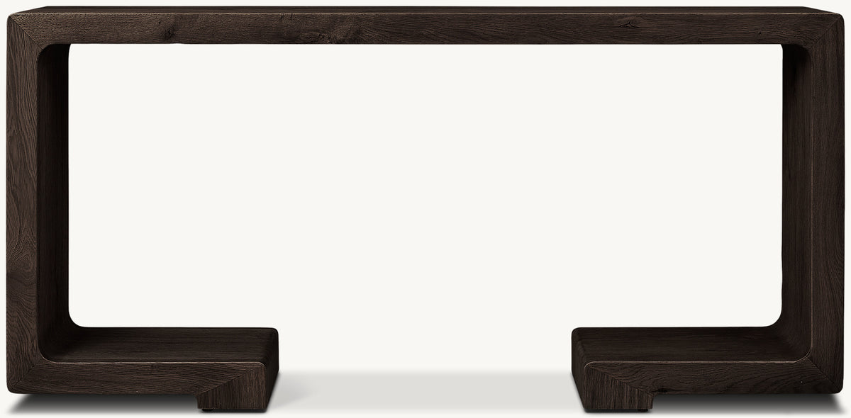 Monteiro Console Table – Weathered Black Oak finish, front view