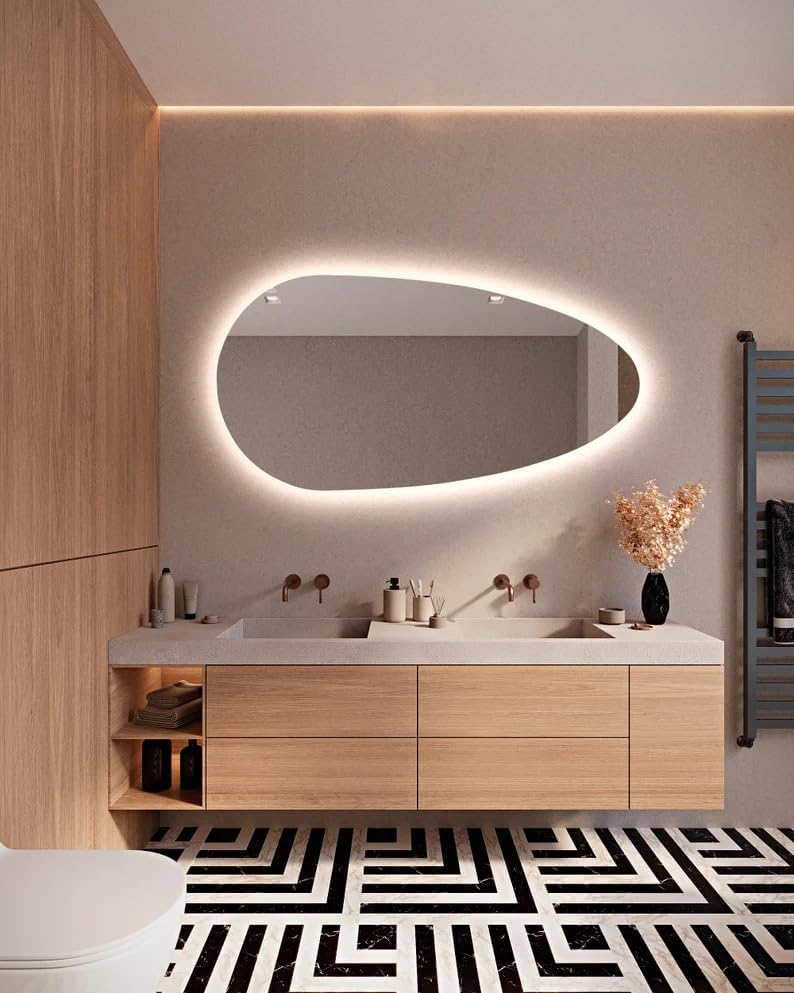 Texas Asymmetrical LED Bathroom Wall Mirror