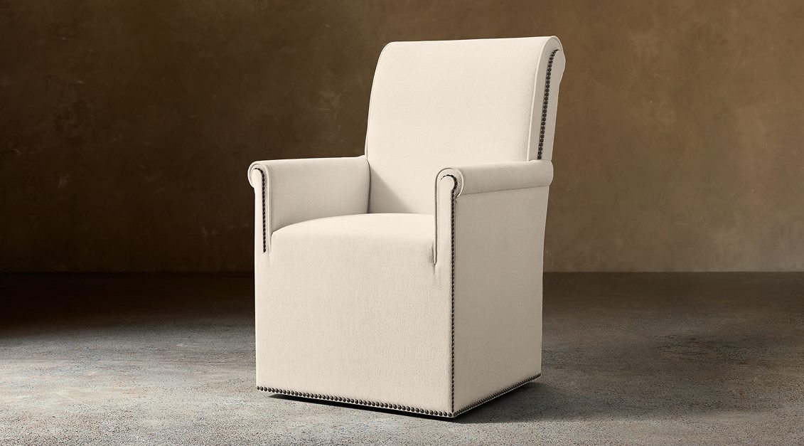 Vendôme Fabric Dining Armchair — Casters / Linen Wave (Natural)