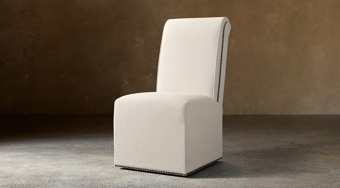Vendôme Fabric Dining Side Chair — No Casters / Velvet (Natural)
