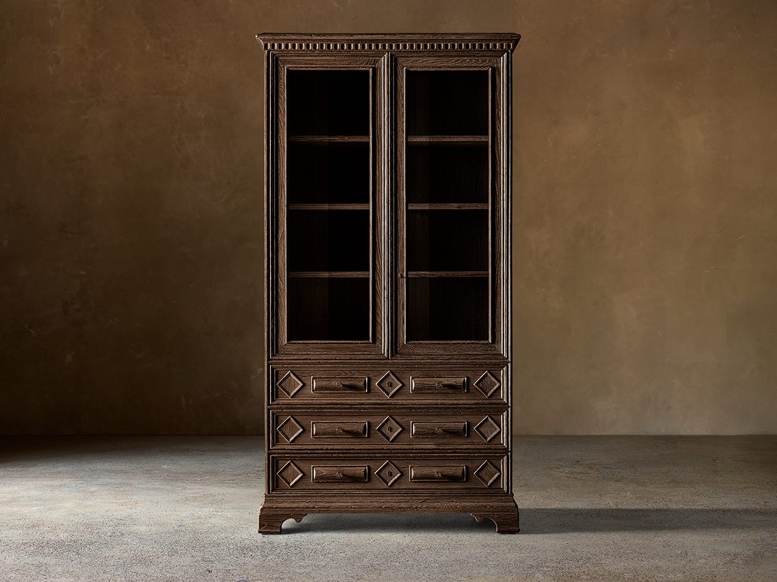 Oliviero Glass Sideboard & Hutch – Tobacco