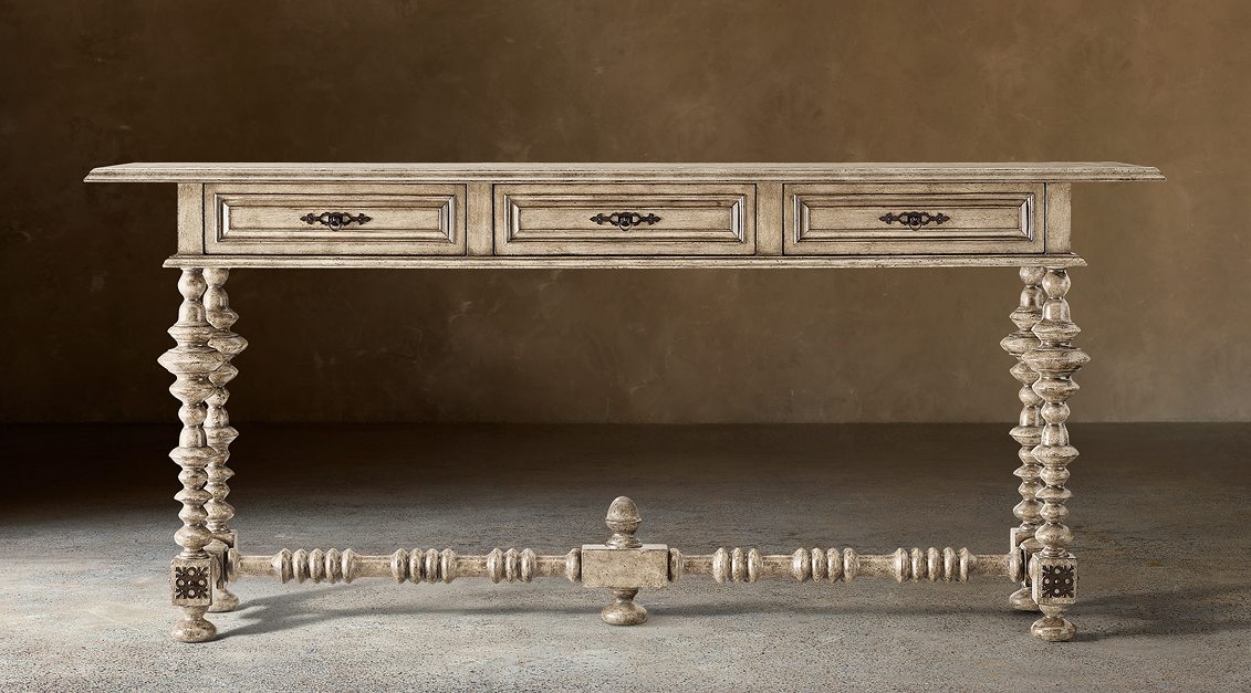 Paloma Console Table With Drawers – Bone finish, front view