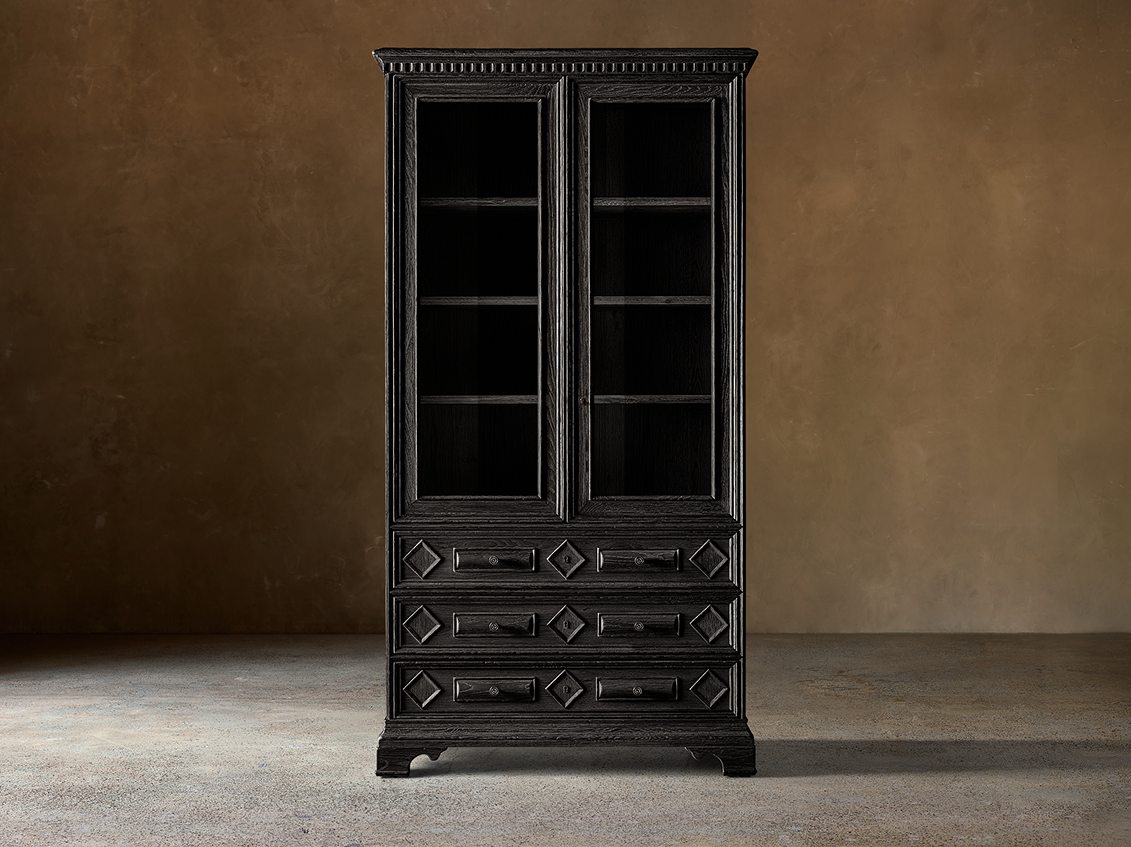 Oliviero Glass Sideboard & Hutch – Ebony