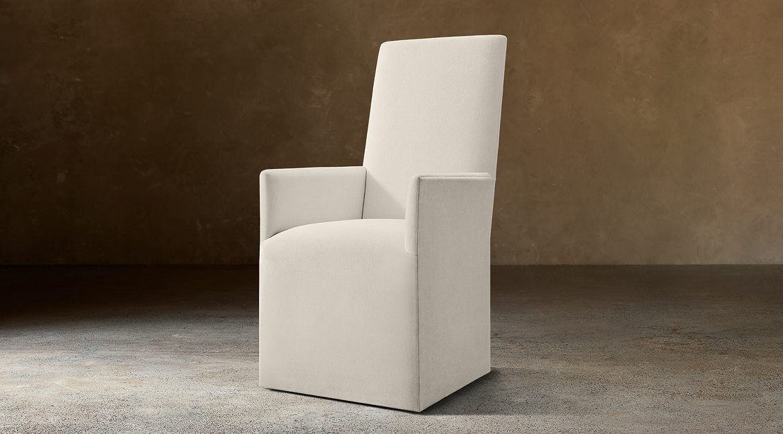 Alexandria Fabric Dining Armchair — Casters / Velvet (Natural)