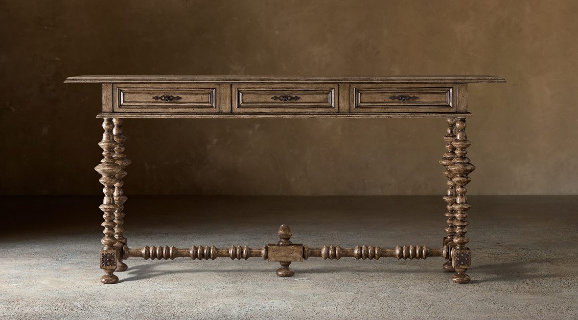 Paloma Console Table With Drawers – Taupe finish, front view