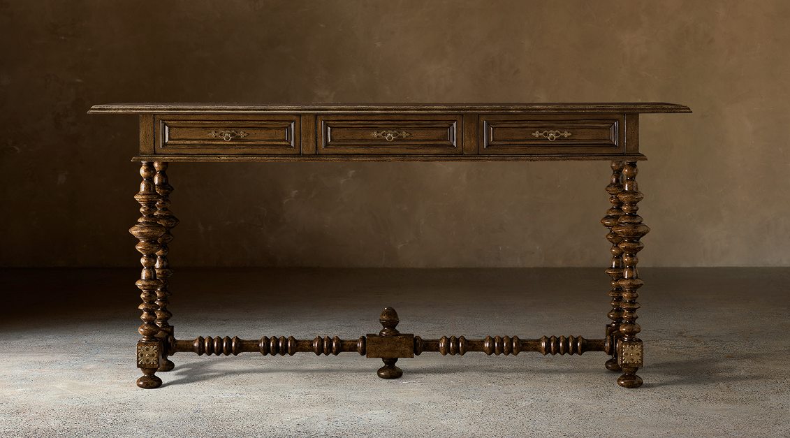 Paloma Console Table With Drawers – Tobacco finish, front view
