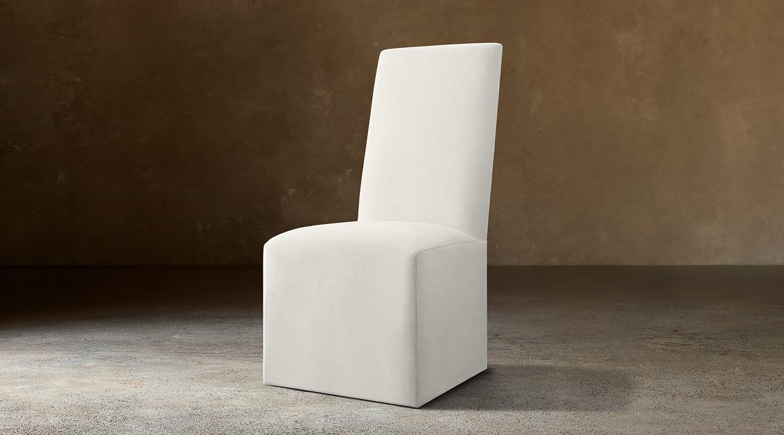 Alexandria Fabric Dining Side Chair — Casters / Two-tone Linen (Natural)