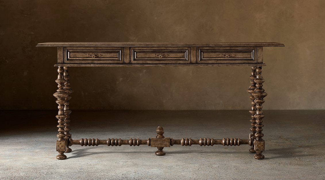 Paloma Console Table With Drawers – Smoke finish, front view