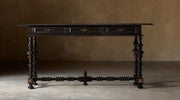 Paloma Console Table With Drawers – front view with three drawers and turned legs in a dark finish