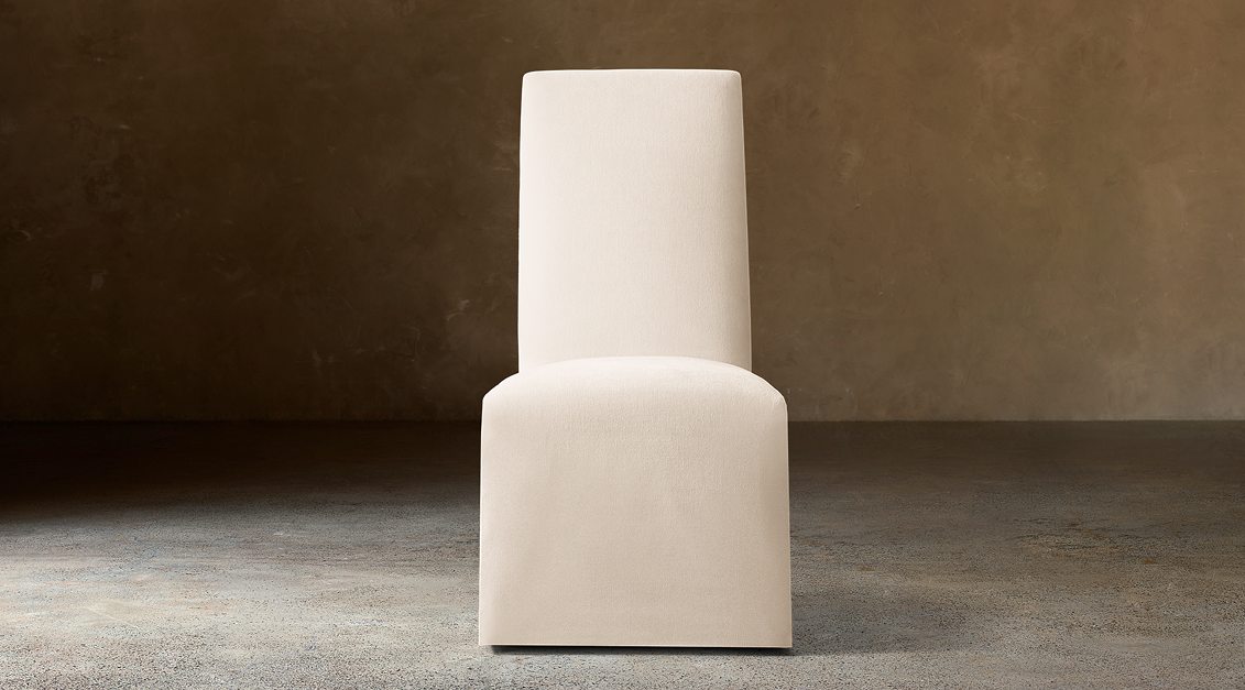 Alexandria Fabric Dining Side Chair – front view in natural-toned upholstery