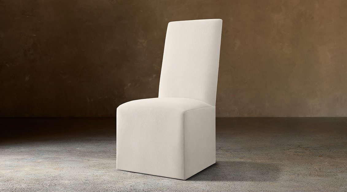Alexandria Fabric Dining Side Chair — Casters / Velvet (Natural)
