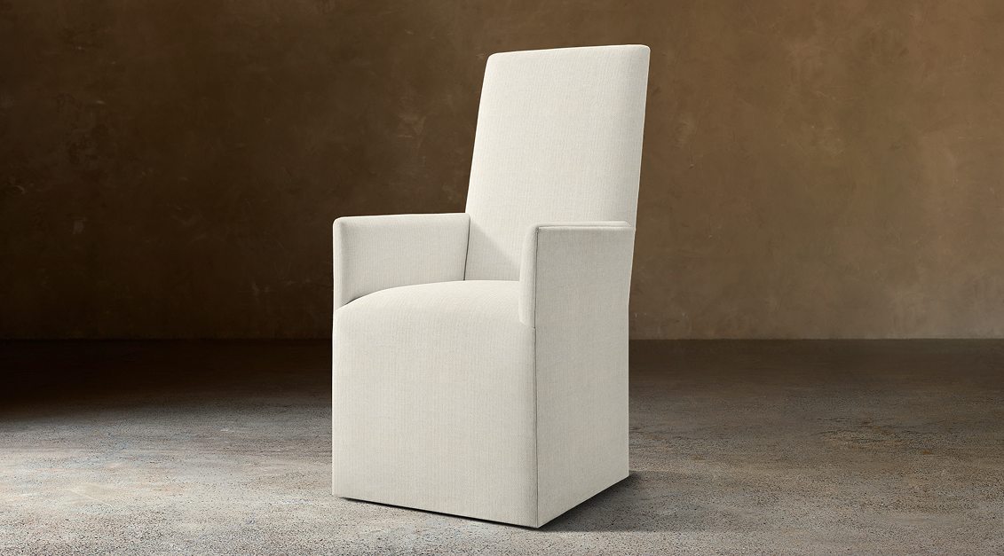 Alexandria Fabric Dining Armchair — Casters / Linen (Natural)