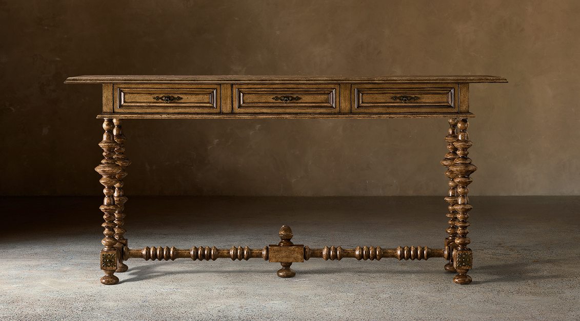 Paloma Console Table With Drawers – Cognac finish, front view