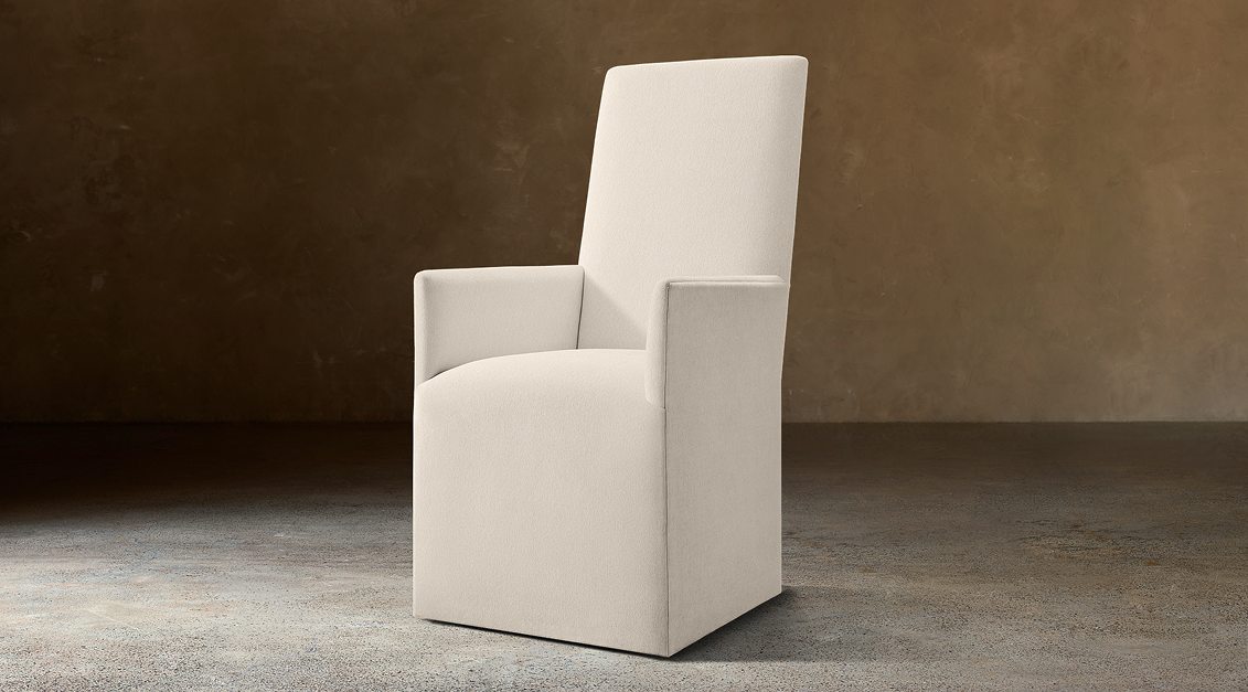 Alexandria Fabric Dining Armchair — Casters / Boucle Linen (Natural)